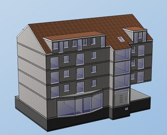3D-Gebäudemodell eines Mehrfamilienhauses