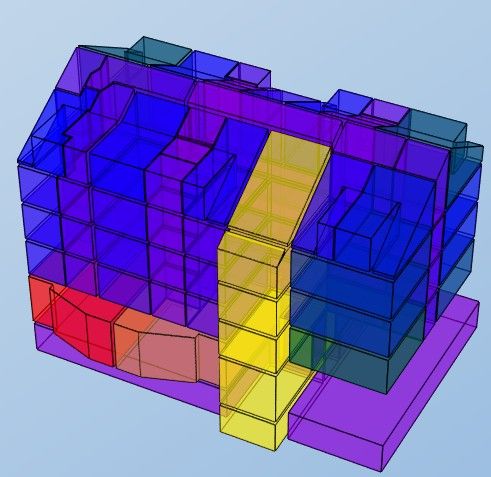3D-Modell mit den Heizlasten der einzelnen Räume