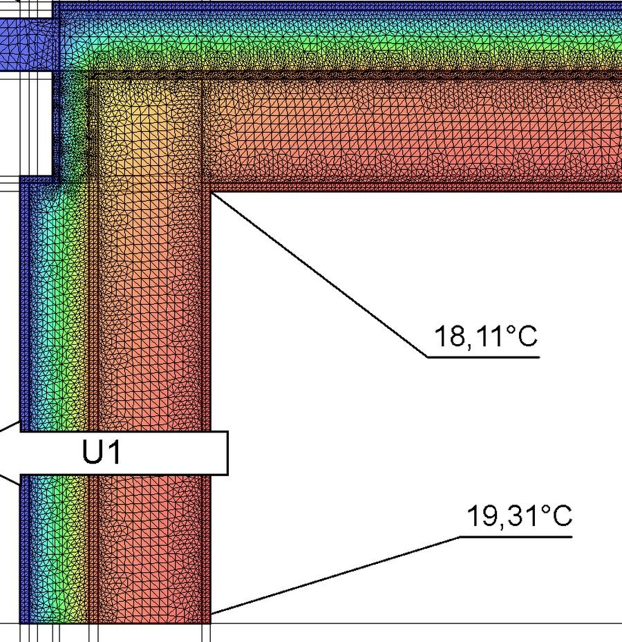 Wärmebrückensimulation einer Dämmlösung